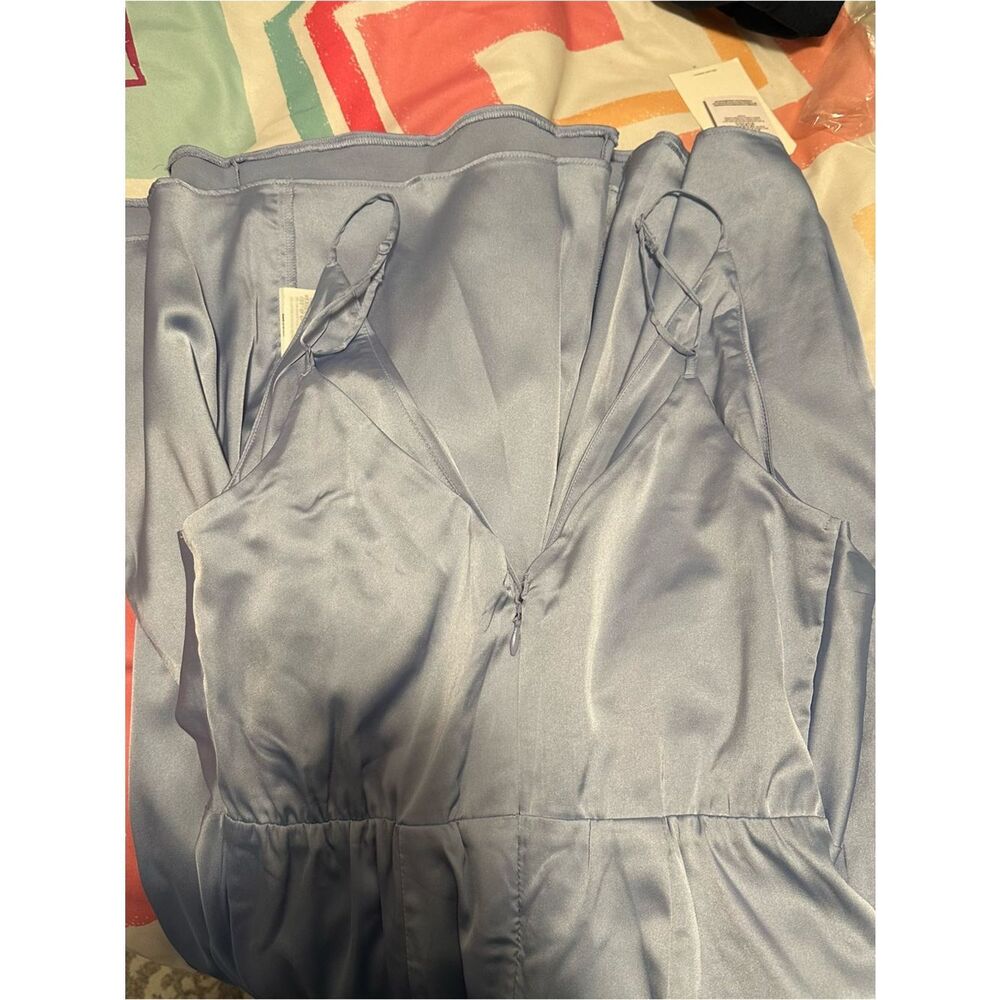 Abercrombie & Fitch Light Blue Satin Twist-Front Slit Maxi Dress - Picture 8 of 14